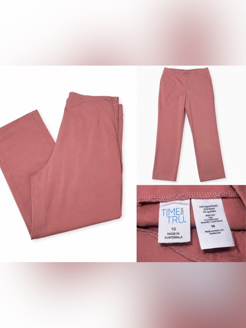 Time and Tru Dusty Rose Straight-Leg Pants